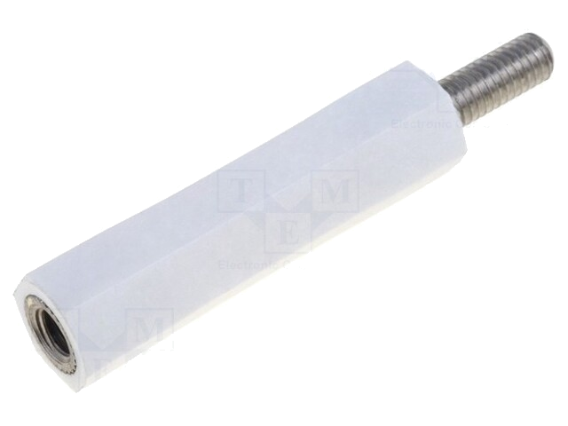 Isolatiebus; Int.schroefdraad: M3; L: 18mm; UL94V-2; Mat: polyamide Isolatiebus; Int.schroefdraad: M3; L: 18mm; UL94V-2; Mat: polyamide